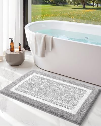 Color&Geometry Simple and Stylish Bathroom Rugs for Bathroom, 20"x32",Grey