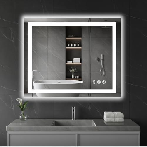 Koonmi 36x30 LED Bathroom Mirror, Shatterproof Mirror with Light
