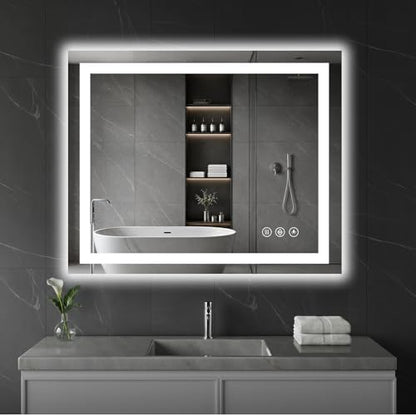 Koonmi 36x30 LED Bathroom Mirror, Shatterproof Mirror with Light