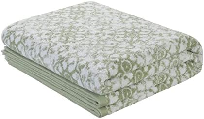 Jessica Simpson – Bath Towel 4 Piece Set, Aziza, Premium Bathroom Décor, Includes 2 Hand Towels and 2 Shower Towels, 100% Cotton & Machine Washable, Frosty Green