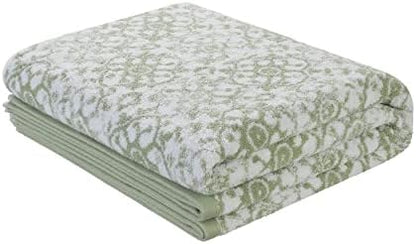 Jessica Simpson – Bath Towel 4 Piece Set, Aziza, Premium Bathroom Décor, Includes 2 Hand Towels and 2 Shower Towels, 100% Cotton & Machine Washable, Frosty Green
