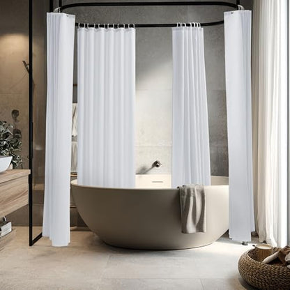 Fabric Shower Curtain Liner 72x72 Inch-White Shower Liners with Magnets