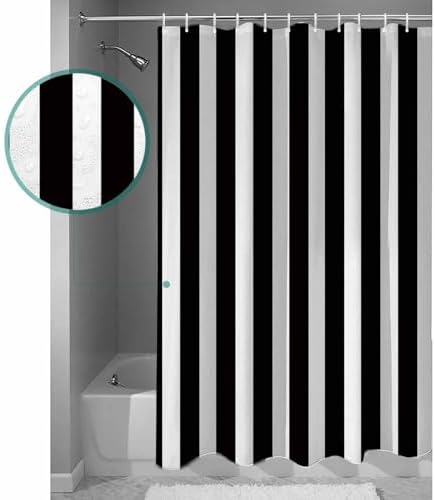 Shower Curtain Bathroom Set Black and White Stripes Waterproof Shower Curtains with Grommets Hooks Modern Geometric Art Privacy Bath Curtain for Bathtub Decor 36x72in