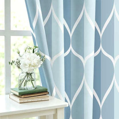 Gelbchu Geometric Shower Curtain for Bathroom, Light Blue, 72x72 Inch