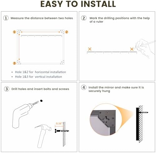 WEER Matte Black Bathroom Vanity Mirror 48X36 Inch