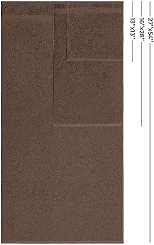 American Veteran Towel, 100% Cotton Turkish 6 Piece Towel Set, Luxury Towels Set of 6 for Bathroom Essentials, 2 Bath Towels 2 Hand Towels 2 Washcloths, Brown