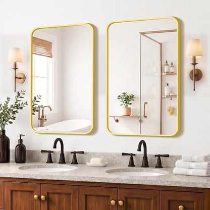 FICTOR Bathroom Mirror for Over Sink, 2 Pack 30"x20" Vanity Mirror, Gold