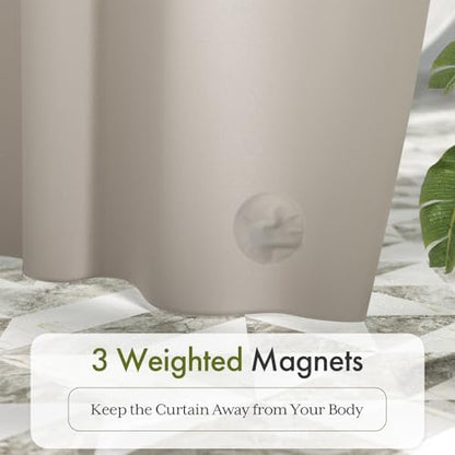 Bathway Shower Curtain Liner, Tan Shower Curtain Liner 72x72 PEVA Waterproof Shower Curtain Liner Plastic with 3 Magnets and 12 Rustproof Metal Grommets, Lightweight Khaki Shower Liner for Bathroom