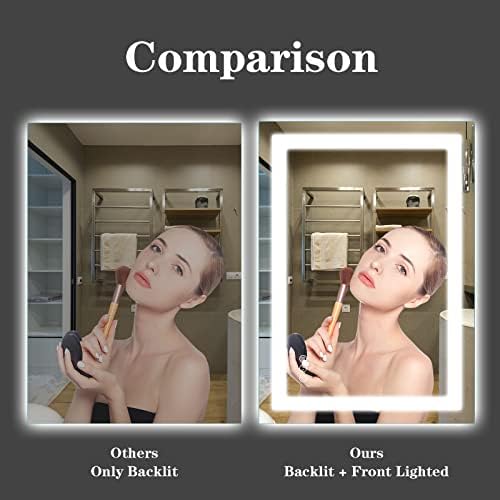 Amorho 24"X32" LED Bathroom Mirror with Lights, Front Lit and Backlight