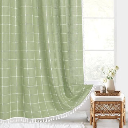 Gibelle Sage Green Boho Farmhouse Shower Curtain for Bathroom 72x72