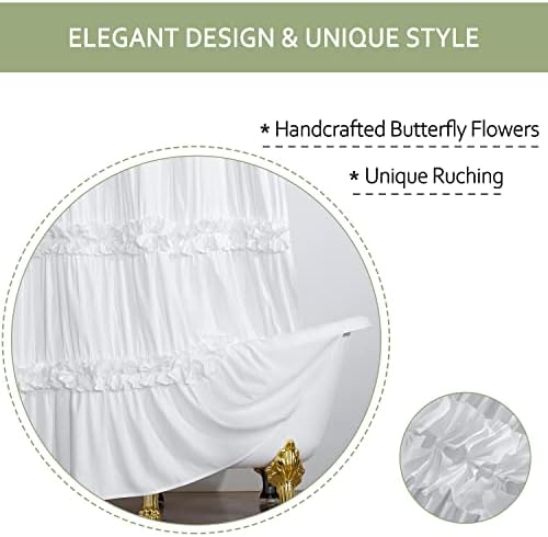 Homechoice Decor Ruffle Shower Curtain 60" x 72" White, Stall Size