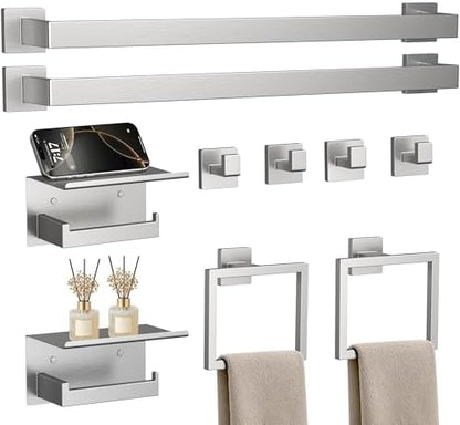 10-Piece 23.6 Inch Brushed Nickel Bathroom Hardware Accessories Set