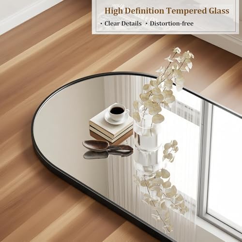 Dewfig Mirror Full Length, 64"X21" Arched Floor Mirror, Round Corner, Black