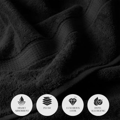 Superior Egyptian Cotton Plush & Absorbent, Bath Towel Set of 4, Black