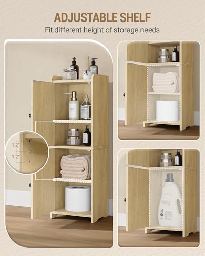 Hzuaneri Bathroom Storage Cabinet, Small Corner Floor Cabinet with 2 Doors