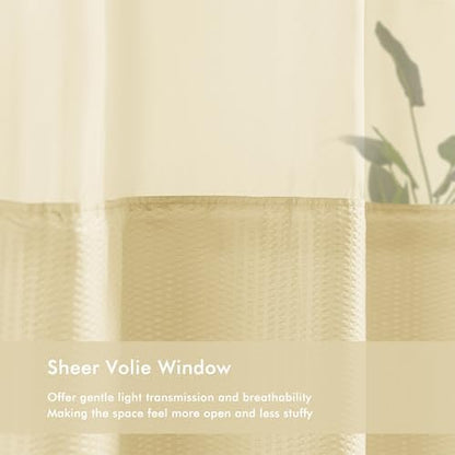 Mrs Awesome No Hook Shower Curtain with Snap-in Fabric Liner 71x74, Beige