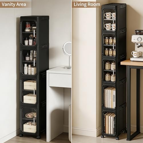 LXLXXL 5-Tier Narrow Storage Cabinet Slim Bathroom Tall Skinny Organizer