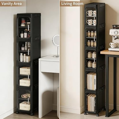 LXLXXL 5-Tier Narrow Storage Cabinet Slim Bathroom Tall Skinny Organizer