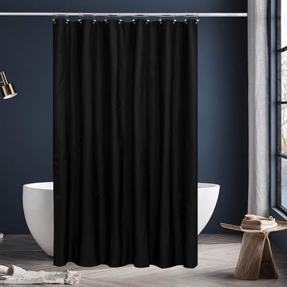 N&Y HOME Fabric Shower Curtain or Liner Extra Long 72 x 84 Inches, Black
