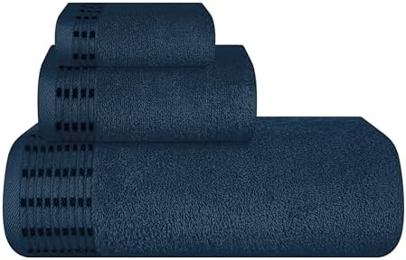 BELIZZI Home Ultra Soft 3 Pack Cotton Towel Set, Contains a Bath Towels 28x55 inch, a Hand Towels 16x24 inch & a Wash Coths 12x12 inch, Ideal Everyday use, Compact & Lightweight - Mineral Blue