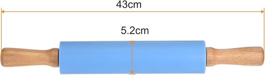 HARFINGTON Silicone Rolling Pins for Baking 17 Inch Wooden Handle Non Stick Rolling Pin Small Roller Playdough Rolling Pins for Dough Pizza Pastry Fondant Kitchen, Blue