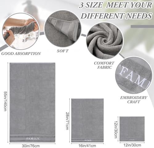Hahafelt Decorative Bathroom Towel Set, Grey, Home Love Family