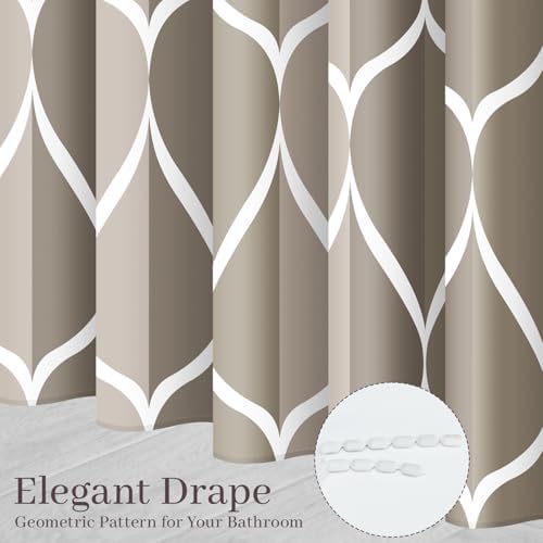 Gelbchu Geometric Shower Curtain for Bathroom, Light Gray Brown, 72x72