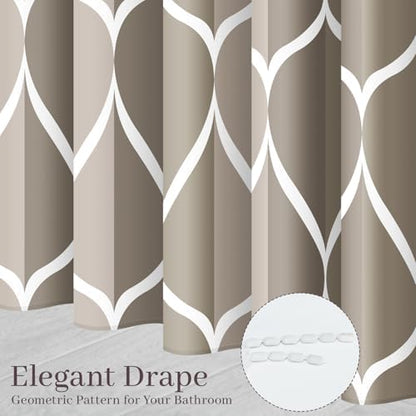 Gelbchu Geometric Shower Curtain for Bathroom, Light Gray Brown, 72x72