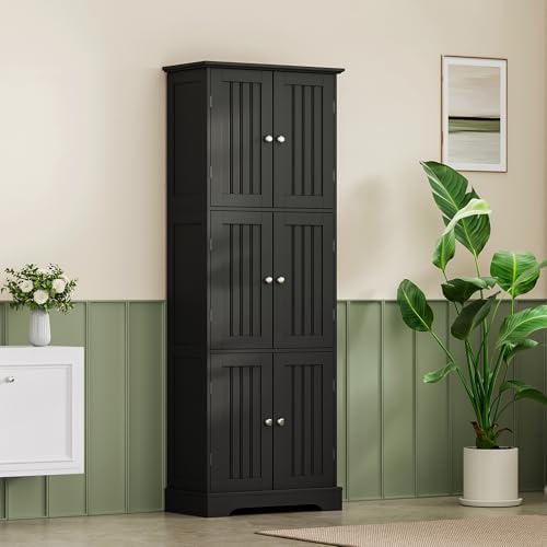 ChooChoo 63.2" Tall Bathroom Storage Cabinet with 6 Doors