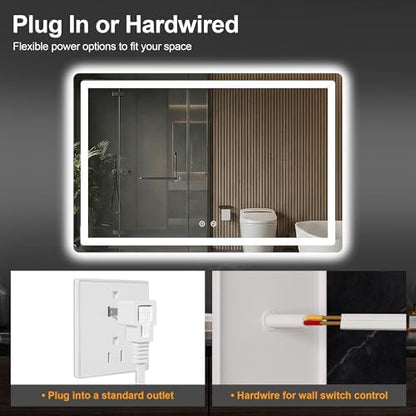 LED Bathroom Mirror with Lights, 30 x 45 Lighted Vanity Wall Mirror