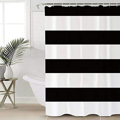 Shower Curtain Bathroom Set Minimalistic Black White Waterproof Shower Curtains with Grommets Hooks Chic Stripes Privacy Bath Curtain for Bathtub Decor 60x72in