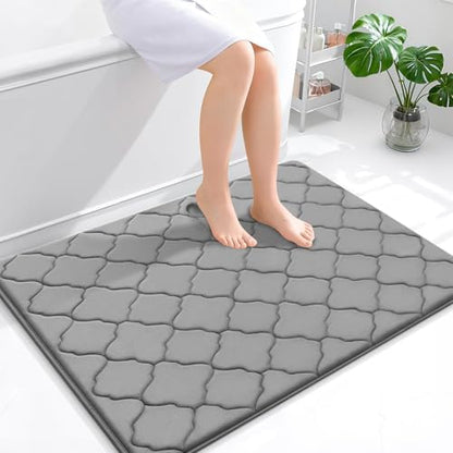 OLANLY Memory Foam Bath Mat Rug 40x32, Ultra Soft Bathroom Rugs, Grey
