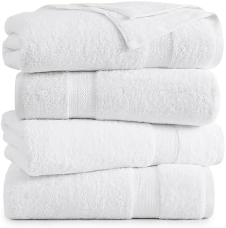 LANE LINEN Large Bath Towel Set Absorbent Quick Dry 100% Cotton - White