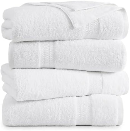 LANE LINEN Large Bath Towel Set Absorbent Quick Dry 100% Cotton - White