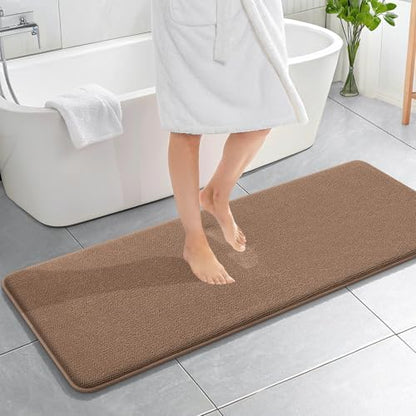 OLANLY Memory Foam Bathroom Runner Rugs 59x20, Absorbent Long Mat, Mocha