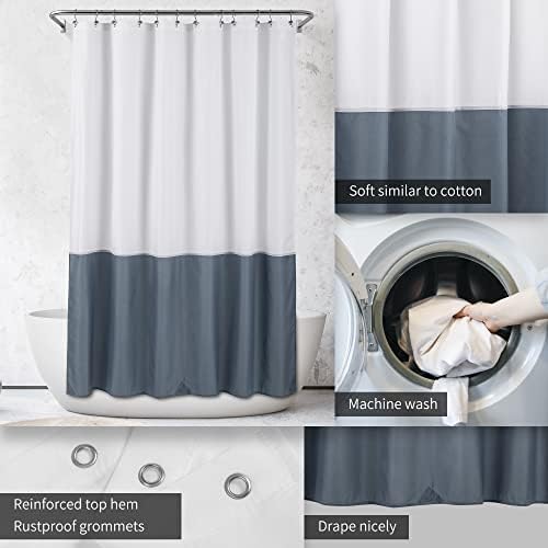 ALYVIA SPRING Waterproof Shower Curtain or Liner White/Stone Blue, 72x72