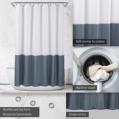 ALYVIA SPRING Waterproof Shower Curtain or Liner White/Stone Blue, 72x72