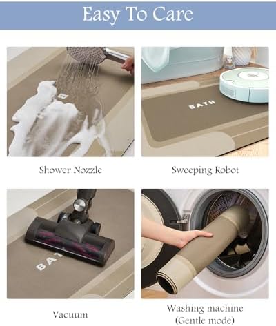 MontVoo Bath Mat-Bathroom Mat Rug Non Slip Super Absorbent Stain Resistant Quick Dry Thin Bathroom Rug-Bath Mats for Bathroom Floor Bathtub Vanity-Bathmat Bath Rug Easy Care-24"x35",Beige