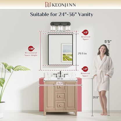 Keonjinn 24 x 30 Inch Brushed Nickel Bathroom Mirrors for Over Sink