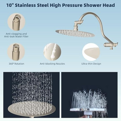 Hibbent All Metal cUPC Certified Shower Head, 10'' Rainfall Shower Head