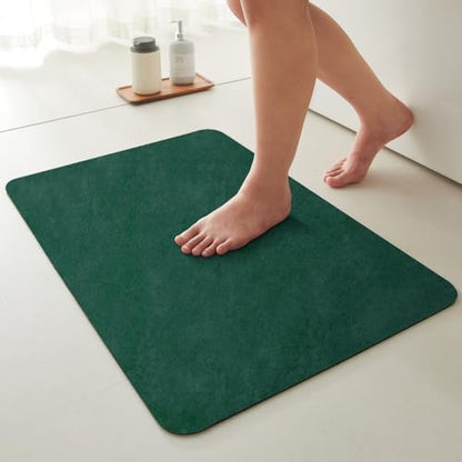 TYUU Thin Bath Mat, Bathroom Rugs Non Slip Washable, 24x36 Dark Green