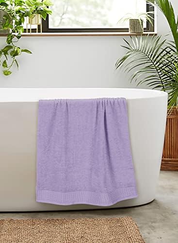 GLAMBURG 100% Cotton 2 Pack Oversized Bath Towel Set 28x55 Inches, Ultra Soft Highly Absorbant Compact Quickdry & Lightweight Large Bath Towels, Ideal for Gym Travel Camp Pool - Purple