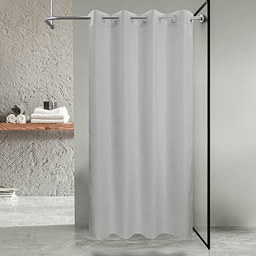 River Dream No Hook Stall Shower Curtain or Liner Microfiber Grey, 54x80