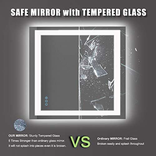 Amorho LED Bathroom Mirror 36"X36" with Front Light and Backlit