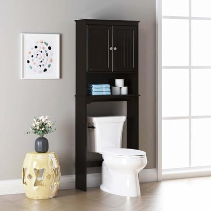 Spirich Over Toilet Storage Cabinet with Doors, Espresso Bathroom Organizer