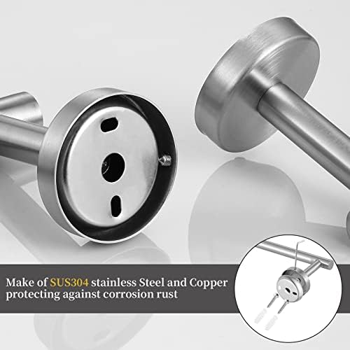 Brushed Nickel Bathroom Hardware Set, 24 Inch Towel Bar Set 10 Pieces Bathroom Accessories Set Includes Includes 2 Packs 24 Inch Towel Bar, Towel Ring, Toilet Holder and 4 Packs Towel Hooks