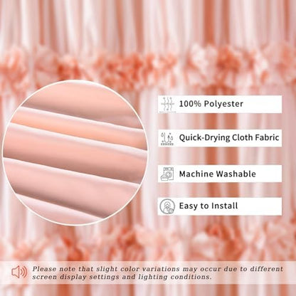 Homechoice Decor 2-Piece Peach Shower Curtain, 72" W x 72" H x 2 Panels