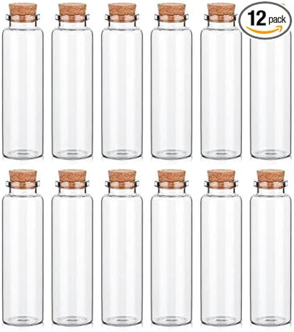 TOBWOLF 12PCS 50ml / 1.7oz Glass Spice Bottles, Silica Glass Seasoning Jars with Cork, Empty Spice Containers Seasoning Bottles, Small Spice Containers Organizer for Home Kitchen, Outdoor Camping, BBQ