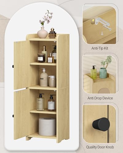 Hzuaneri Bathroom Storage Cabinet, Small Corner Floor Cabinet with 2 Doors