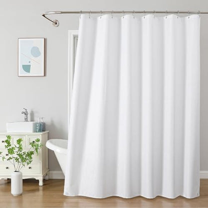 2-in-1 Waterproof Fabric Shower Curtain - No Separate Liner Needed, Hotel-Style Waffle Weave, Effortless Cleaning & Washable Bathroom Shower Curtain Set,72Wx72H,White